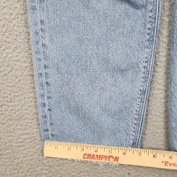 American Eagle 90's Straight Fit Cotton Denim Jeans Womens 6 Long Blue Ripped - Picture 6 of 11